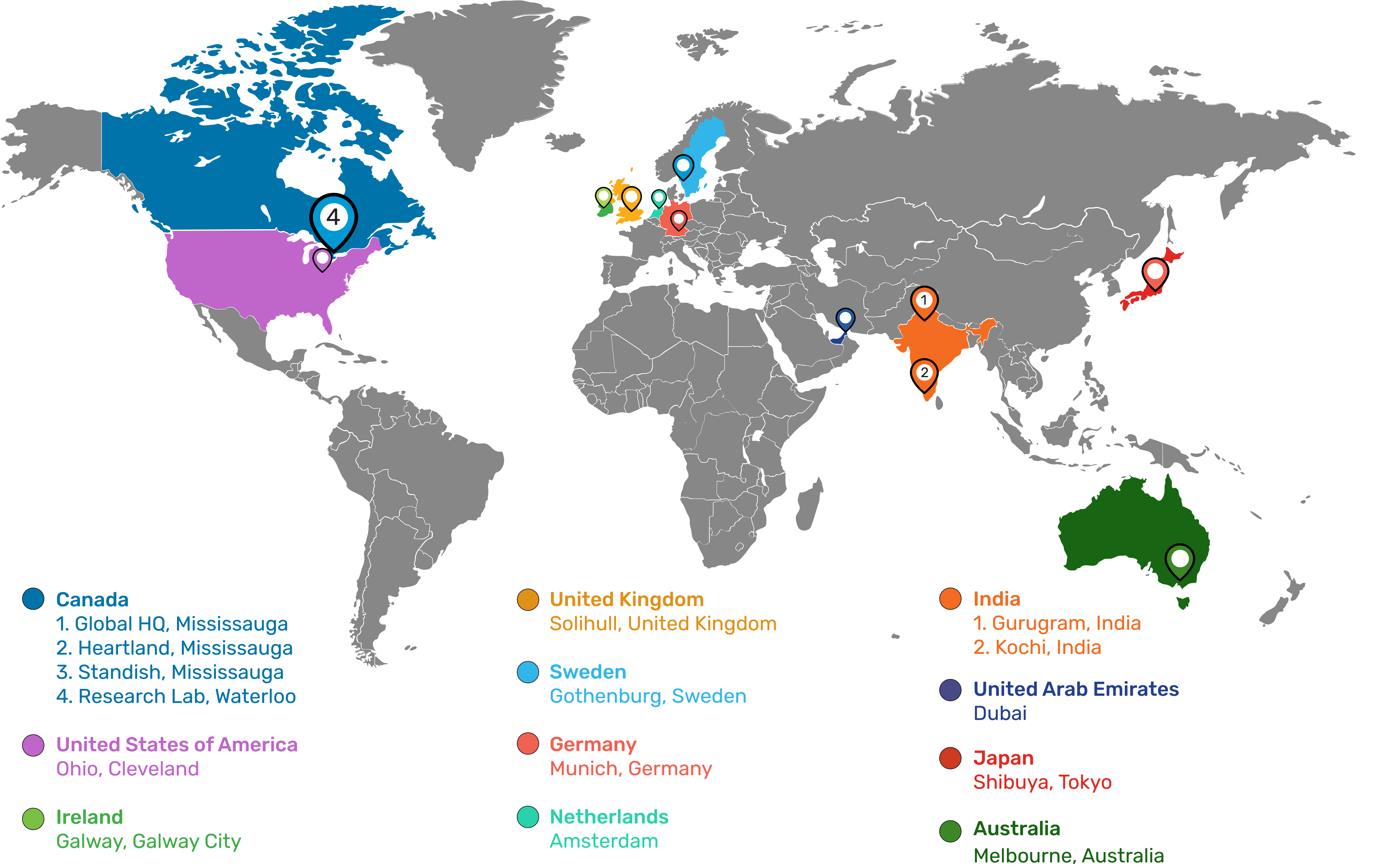 Map of SOTI Office Locations Around The World